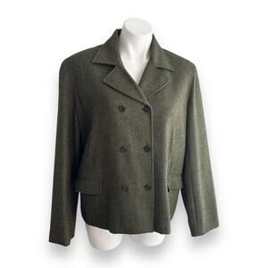LAUREN RALPH LAUREN Blazer Double Breasted Lambswool Lined Dark Green Womens 12